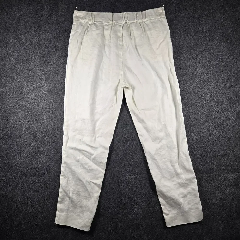 Babaton Aritzia Pants Size 4 Linen Blend Soft White Ankle Length Luxe Feel